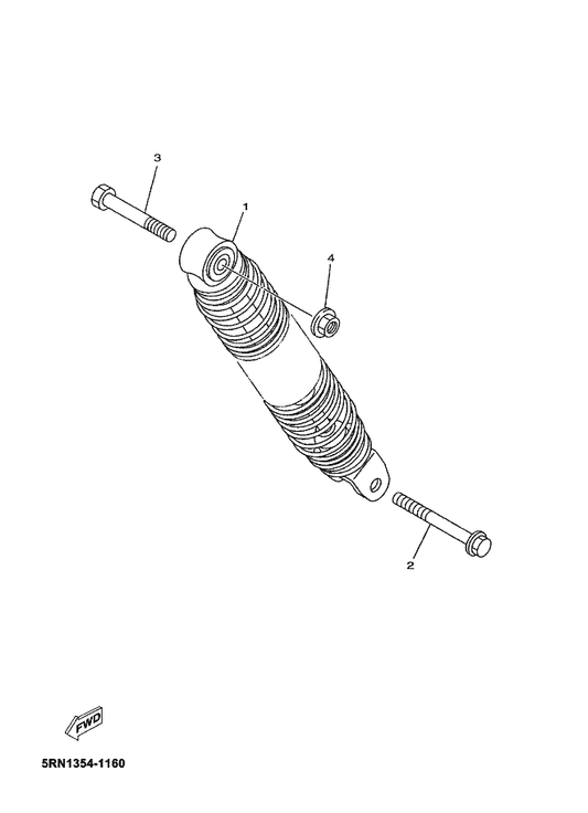 Yamaha 5KK-F2210-00-33 Shock Absorber Assy, Rear — shown on the Rear Suspension parts diagram