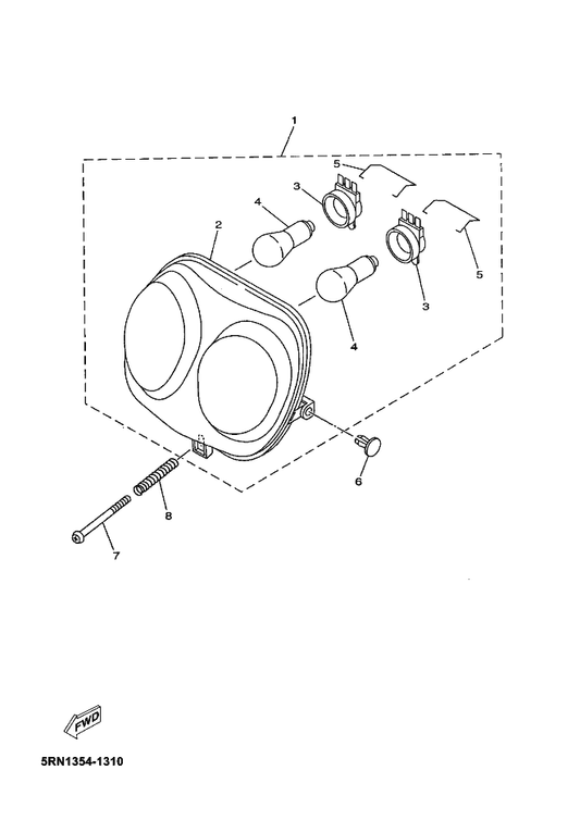 Yamaha 5RN-H4310-00 Headlight Unit Assy — shown on the Headlight parts diagram