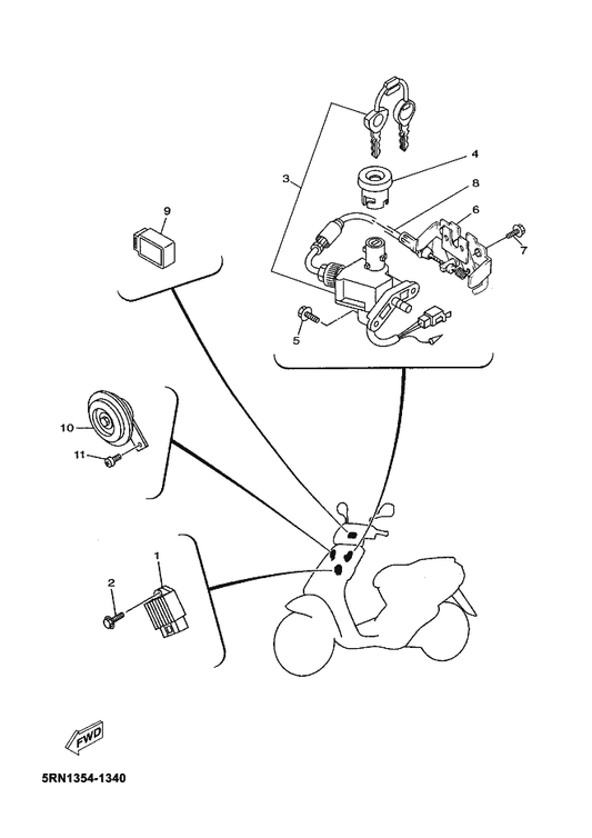 Yamaha 9131M-06010 Bolt — shown on the Electrical 1 parts diagram