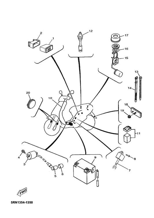Yamaha 5RN-H5546-01 Band — shown on the Electrical 2 parts diagram