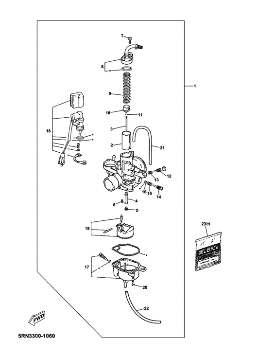 Yamaha 5RN-E4D43-33 . Jet, Main — shown on the Carburetor parts diagram