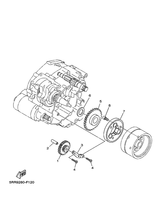 Yamaha 5HH-E5532-00 Plate, Idle Gear — shown on the Starter Clutch parts diagram