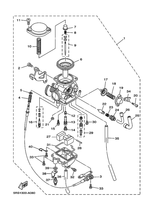 Yamaha 5LB-14216-00 . Screw — shown on the Carburetor parts diagram