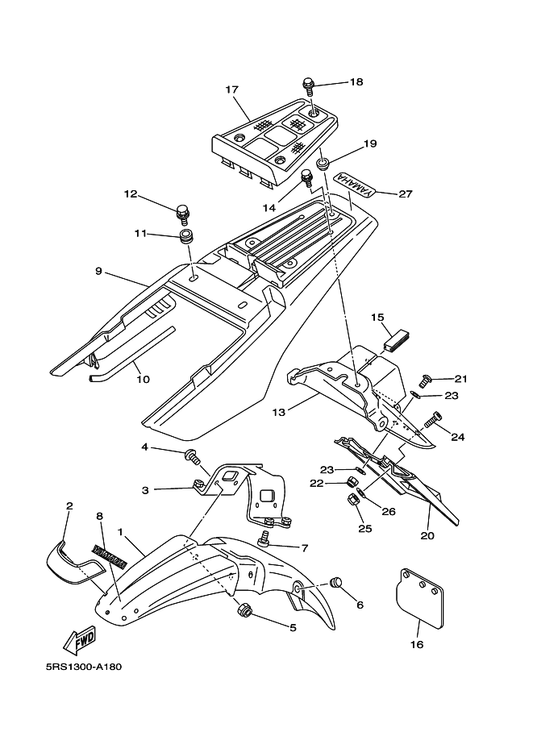 Yamaha 90110-06181 Bolt, Hexagon Socket Head — shown on the Fender parts diagram