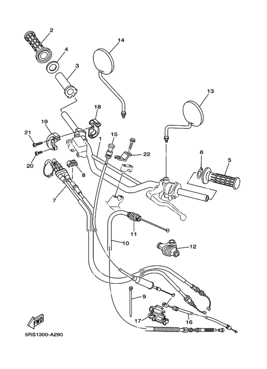 Yamaha 5BE-26243-00 Tube, Throttle Guide — shown on the Steering Handle & Cable parts diagram