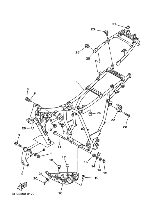 Yamaha 95817-08120 Bolt, Flange — shown on the Frame parts diagram