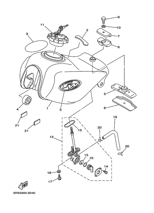 Yamaha 30X-24187-00 Washer, Special — shown on the Fuel Tank parts diagram