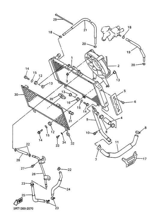Yamaha 90467-15168 Clip — shown on the Radiator & Hose parts diagram