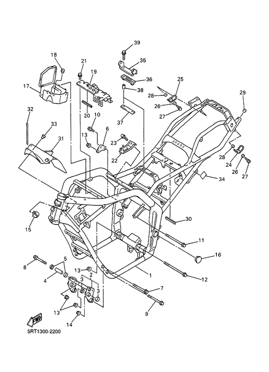 Yamaha 95817-10170 Bolt, Flange — shown on the Frame parts diagram
