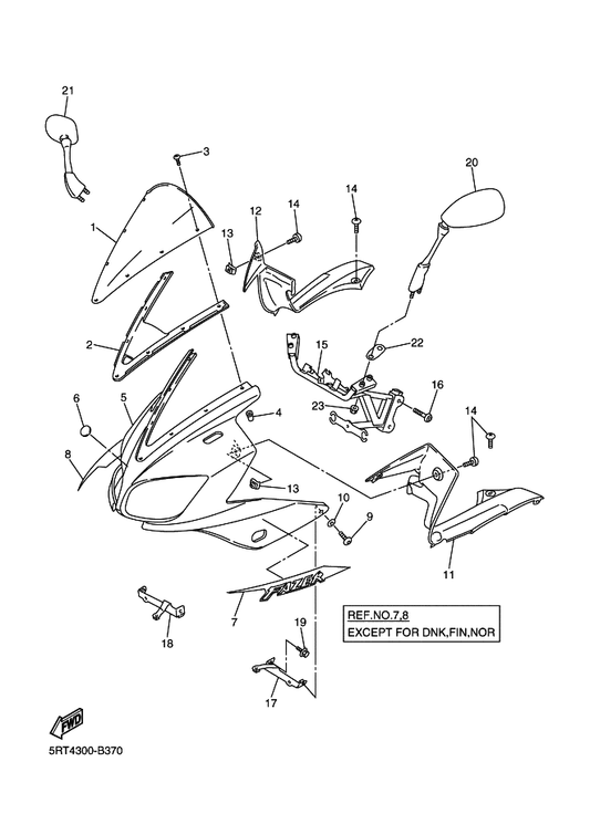 Yamaha 5RT-2835G-00-P0 Body, Front Upper 1 — shown on the Cowling 1 parts diagram