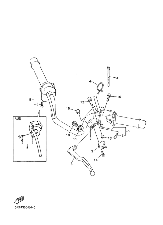 Yamaha 3YX-82911-01 Holder, Lever 1 — shown on the Handle Switch & Lever parts diagram