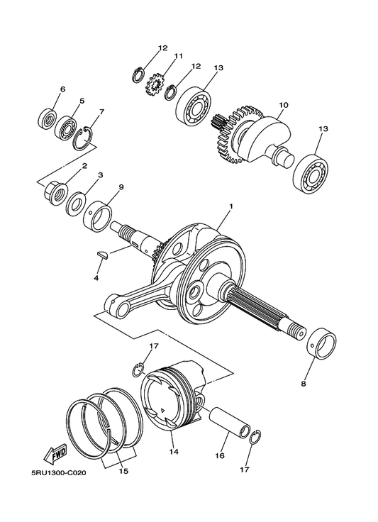 Yamaha 93101-12002 Oil Seal — shown on the Crankshaft & Piston parts diagram