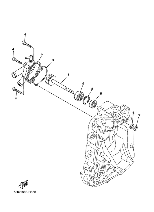 Yamaha 5RU-12439-00 O-Ring — shown on the Water Pump parts diagram