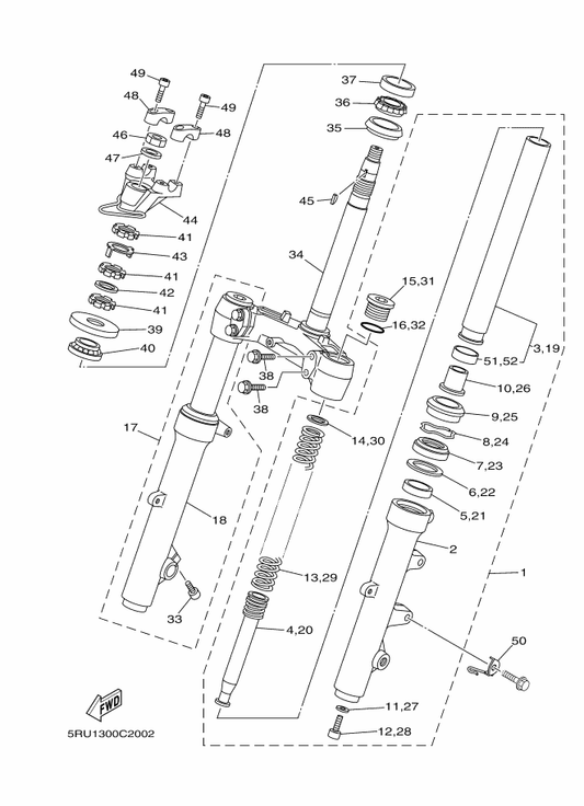 Yamaha 4YR-23317-00 Holder, Cable — shown on the Steering parts diagram
