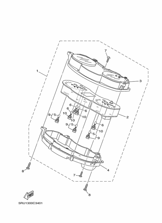 Yamaha 5RU-83511-00 . Lens — shown on the Meter parts diagram