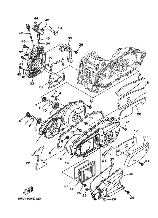 Yamaha 90179-18002 Nut — shown on the Crankcase Cover 1 parts diagram
