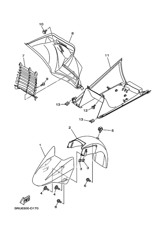 Yamaha 90149-06263 Screw — shown on the Fender parts diagram