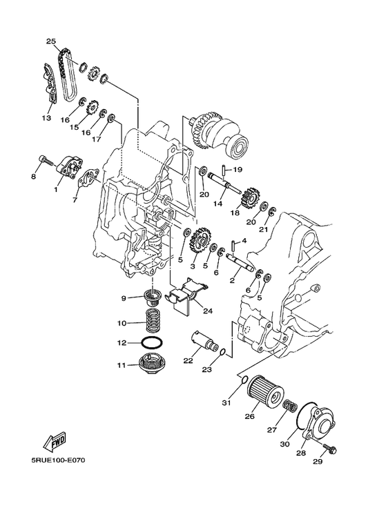 Yamaha 5RU-13300-10 Oil Pump Assy — shown on the Oil Pump parts diagram