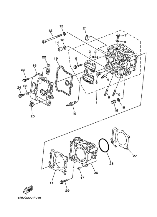 Yamaha 93210-86509 O-Ring — shown on the Cylinder parts diagram