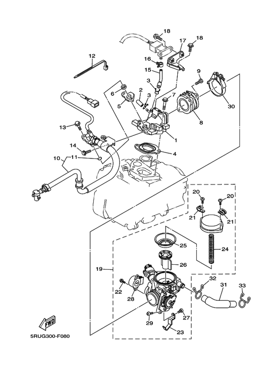 Yamaha 5RU-13595-00 Joint — shown on the Intake parts diagram