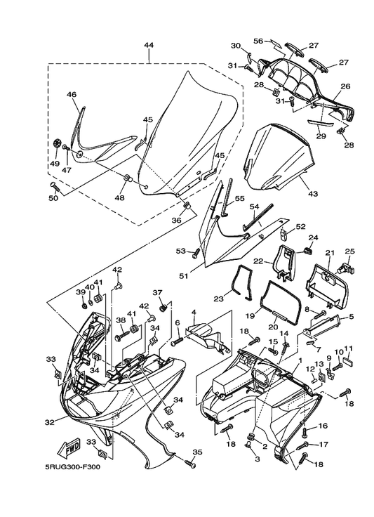Yamaha 90387-06160 Collar — shown on the Leg Shield parts diagram