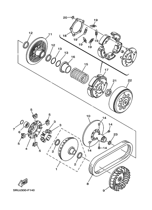 Yamaha 34B-16523-00 . Plate, Weight Thrust — shown on the Clutch parts diagram