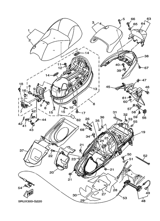 Yamaha 90206-10036 . Washer, Wave — shown on the Seat parts diagram