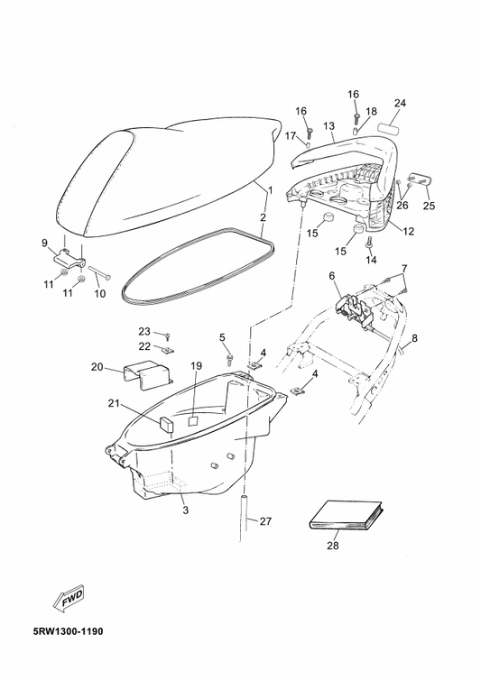 Yamaha 5RW-F819U-E0 Owner'S Manual — shown on the Seat parts diagram