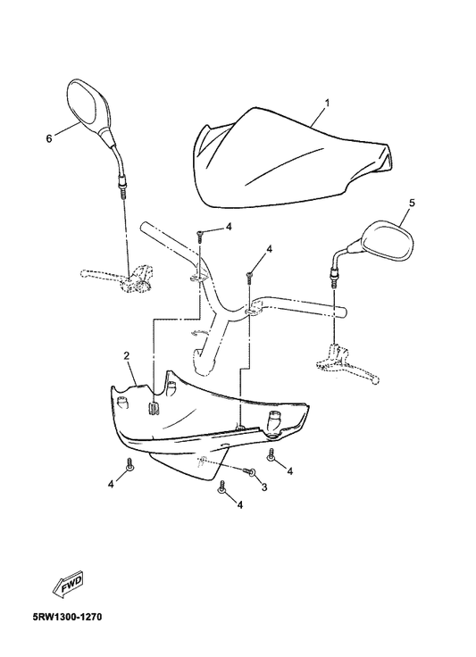Yamaha 5RW-F6213-00-PJ Cover, Upper — shown on the Cowling 1 parts diagram