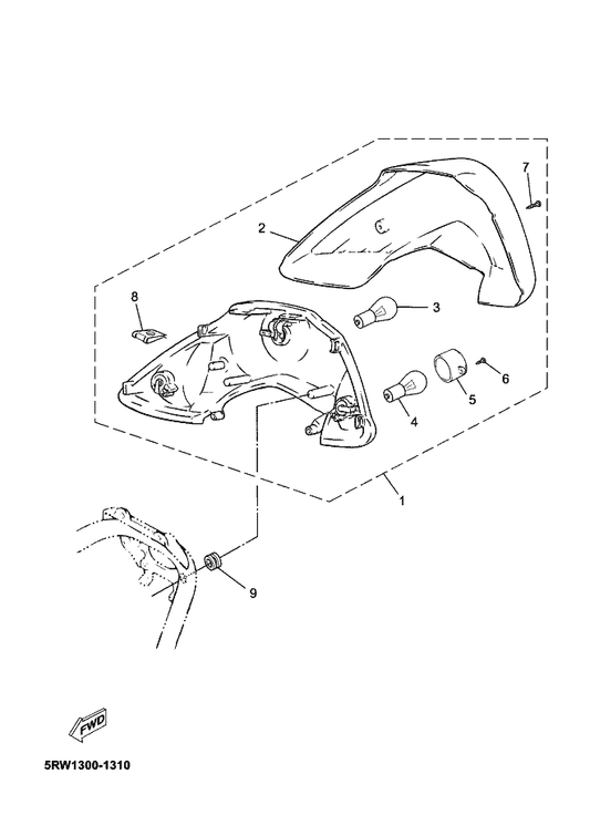 Yamaha 5RW-H4700-00 Taillight Assy — shown on the Taillight parts diagram