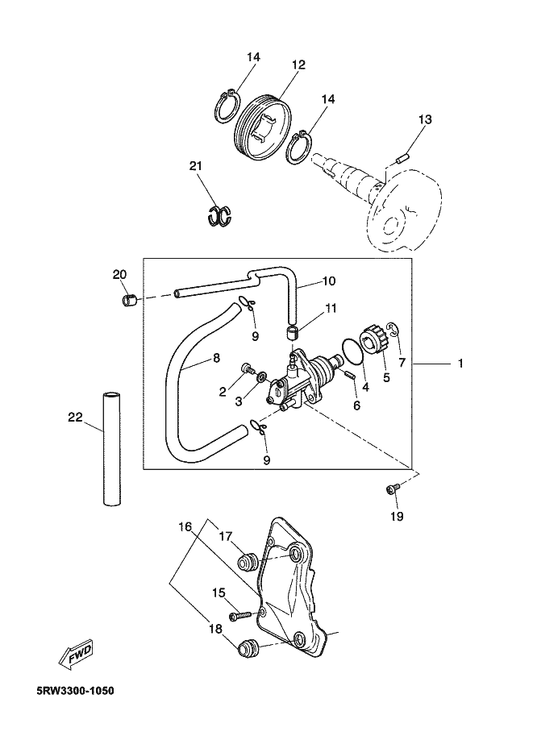 Yamaha 90480-13876 . . Grommet — shown on the Oil Pump parts diagram