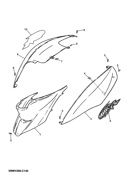 Yamaha 5RW-F1731-00-P9 Cover, Side 3 — shown on the Side Cover parts diagram