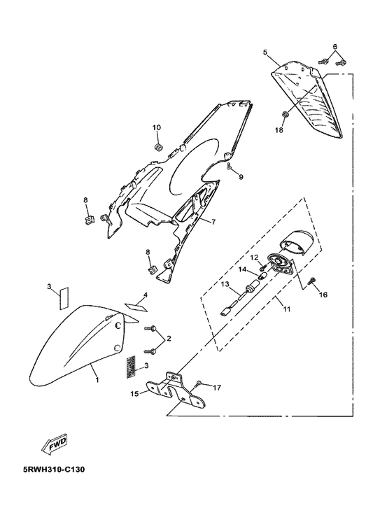 Yamaha 2AD-F118N-00 Label — shown on the Fender parts diagram
