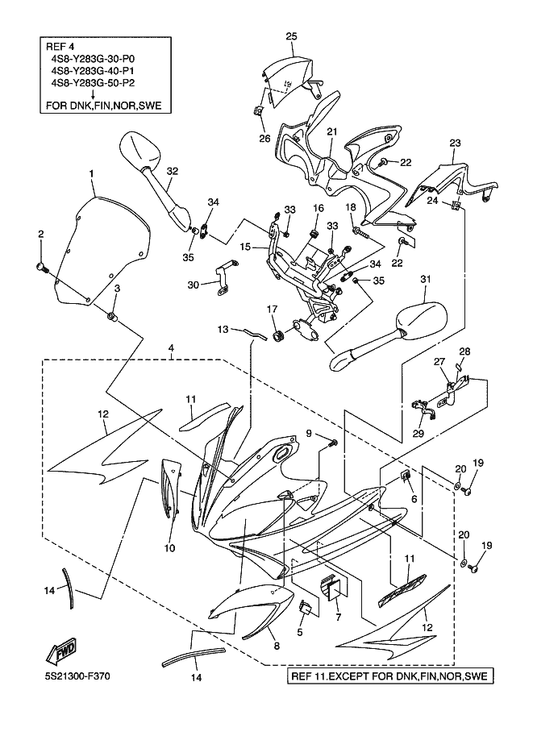 Yamaha 4S8-28346-00-P0 . Mole 2 — shown on the Cowling 1 parts diagram