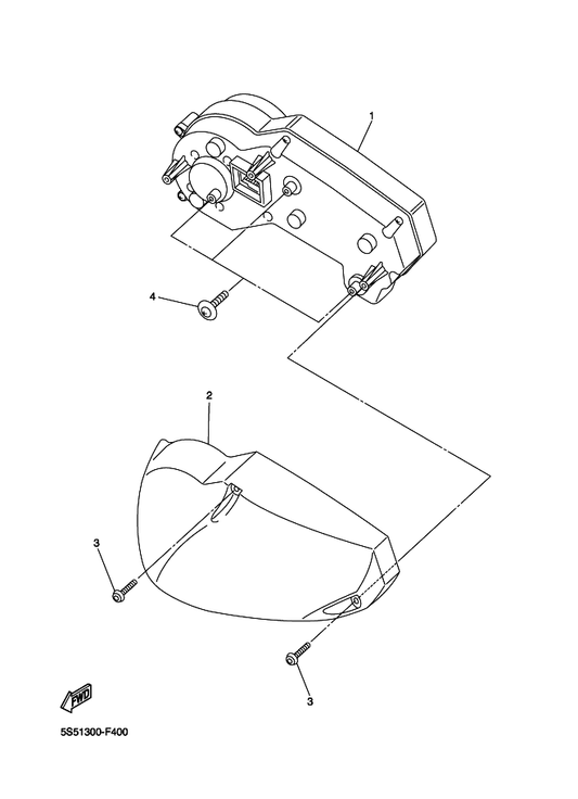Yamaha 4S8-83500-40 Speedometer Assy (Km/H) — shown on the Meter parts diagram