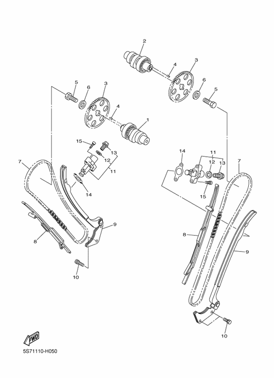 Yamaha BS5-12170-00 Camshaft Assy 1 — shown on the Camshaft & Chain parts diagram