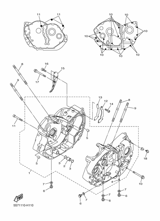 Yamaha 90116-12012 Bolt, Stud — shown on the Crankcase parts diagram
