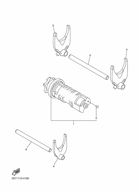 Yamaha 3D8-18511-00 Fork, Shift 1 — shown on the Shift Cam & Fork parts diagram