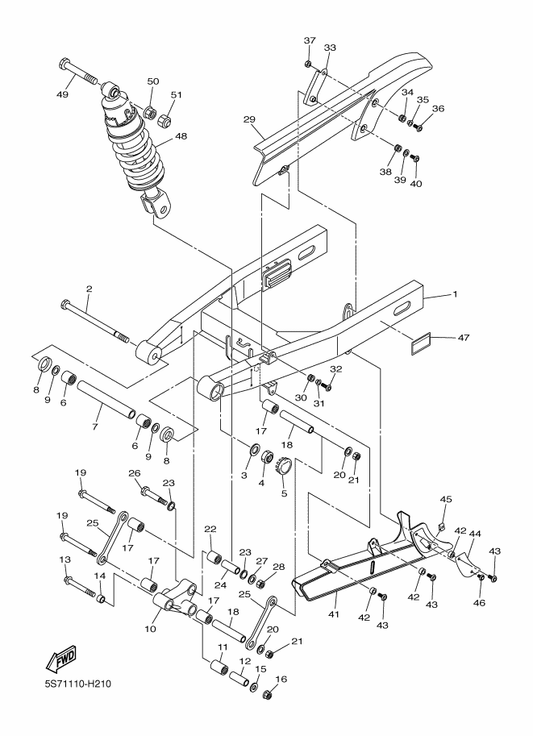 Yamaha 4KM-2219X-00 Cover — shown on the Rear Arm & Suspension parts diagram