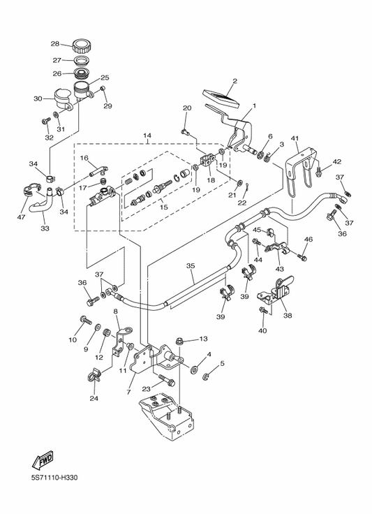 Yamaha 2KF-25852-50 Cap *Extra Dmd Is Import Adr — shown on the Rear Master Cylinder parts diagram