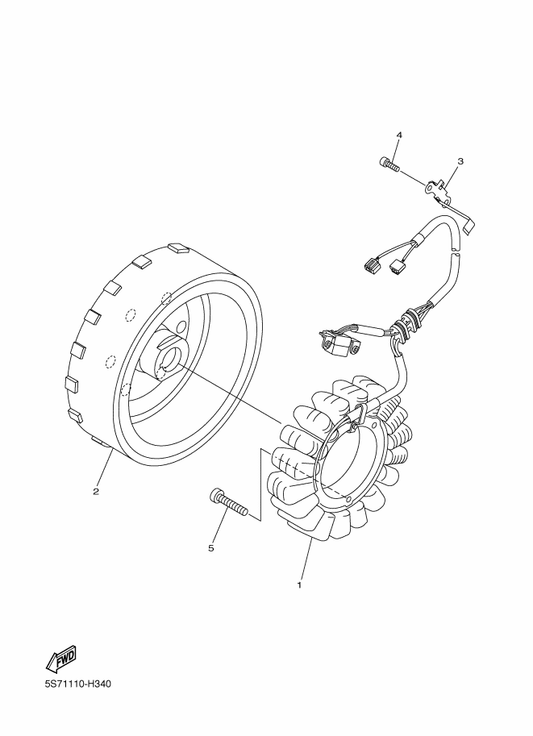 Yamaha 5S7-81450-10 Rotor Assy — shown on the Generator parts diagram
