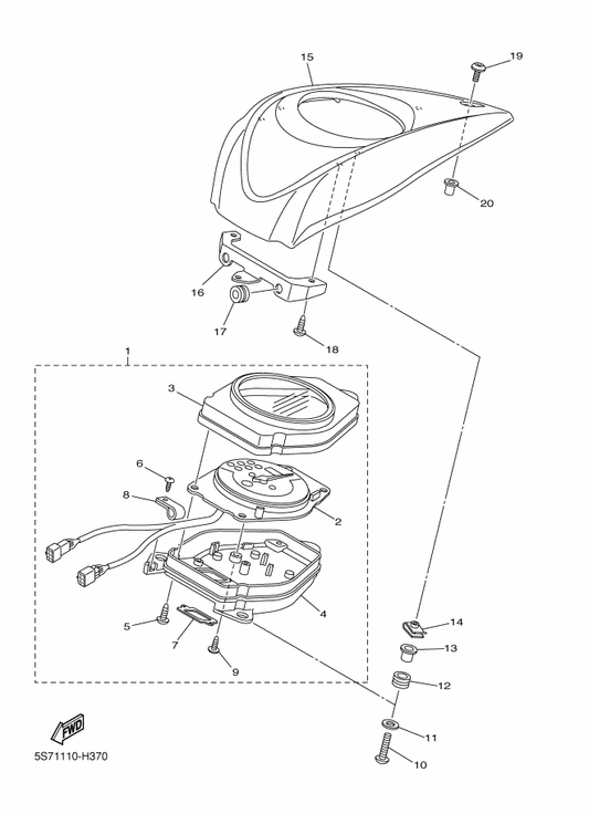 Yamaha 5EL-8357E-00 . Clamp — shown on the Meter parts diagram