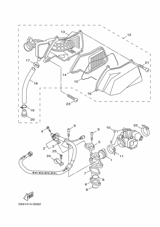 Yamaha 5S9-E4467-00 . Seal — shown on the Intake parts diagram
