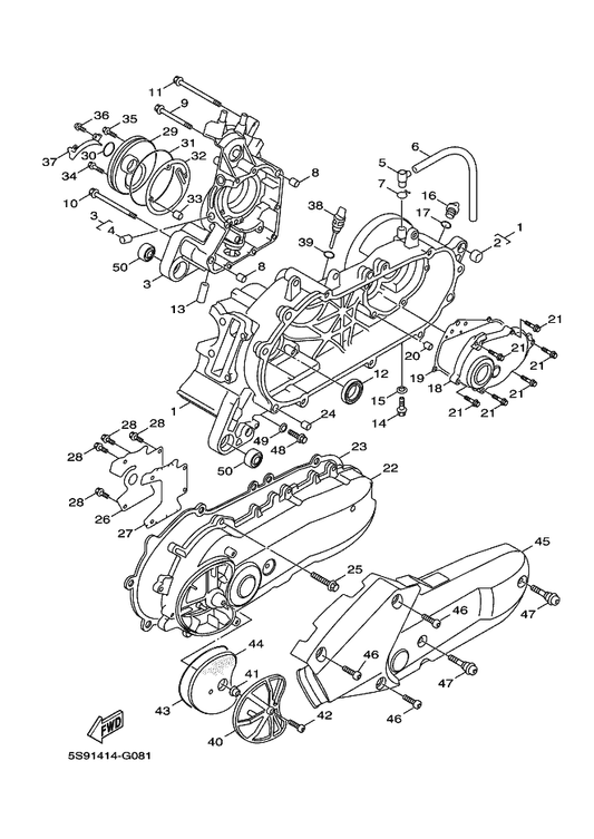 Yamaha 5S9-WE511-01 Crankcase 1 — shown on the Crankcase parts diagram