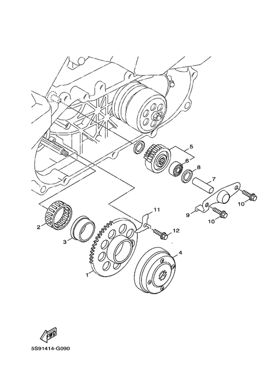 Yamaha 5S9-E5524-00 Wheel, Starter — shown on the Starter parts diagram