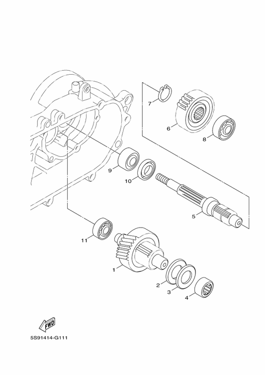 Yamaha 5S9-E7421-00 Axle, Drive — shown on the Transmission parts diagram