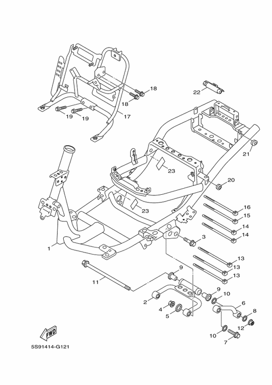 Yamaha 1CE-F128A-00 Bracket, Regulator — shown on the Frame parts diagram