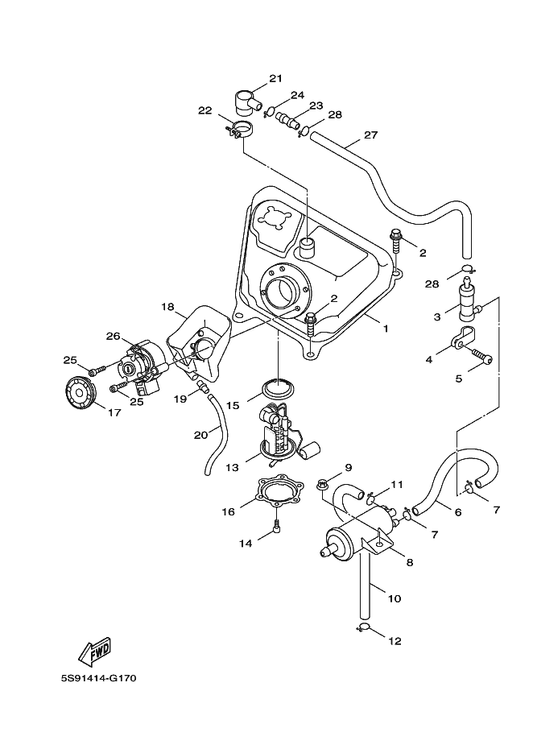Yamaha 91A11-07052 Tube,Flexuble — shown on the Fuel Tank parts diagram