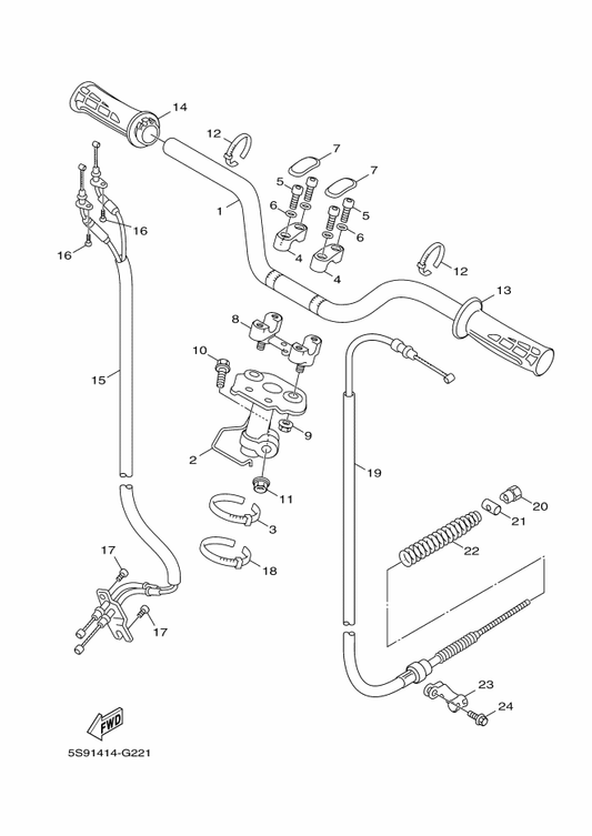 Yamaha 5S9-F6111-00 Handlebar — shown on the Steering Handle & Cable parts diagram