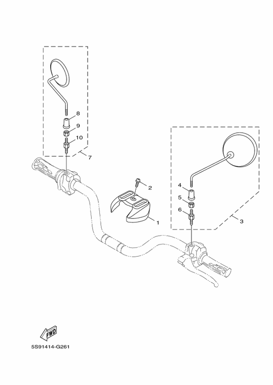 Yamaha 5S9-F6290-01 Rear View Mirror Assy (Right) — shown on the Cowling 1 parts diagram